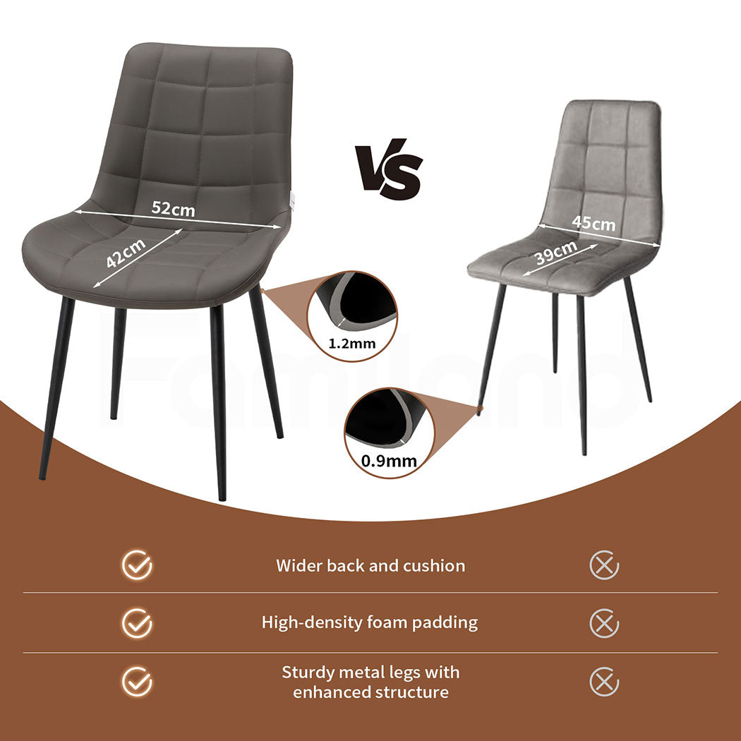 Familand 4x Dining Chairs Faux Leather Padded Seat Kitchen Living Room Chair Grey