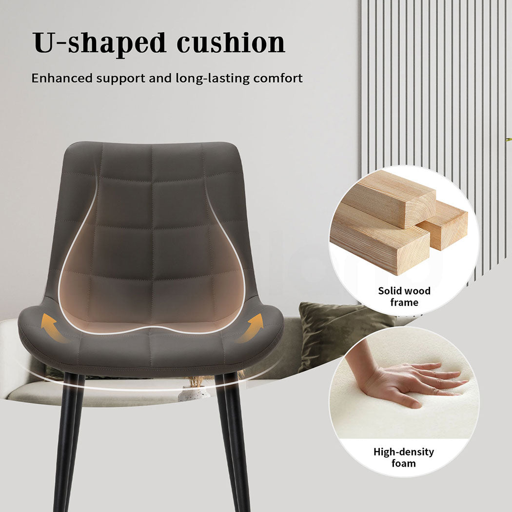 Familand 4x Dining Chairs Faux Leather Padded Seat Kitchen Living Room Chair Grey