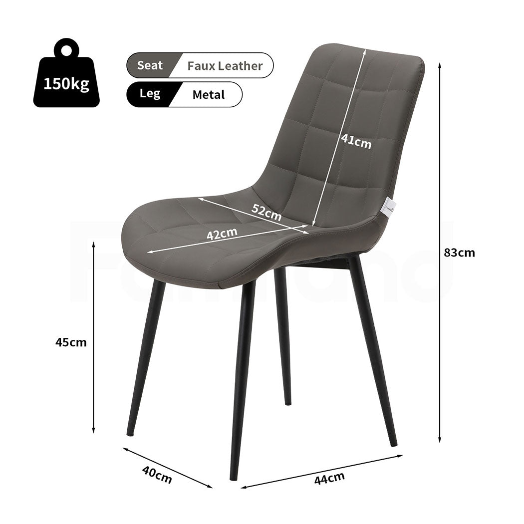 Familand 4x Dining Chairs Faux Leather Padded Seat Kitchen Living Room Chair Grey
