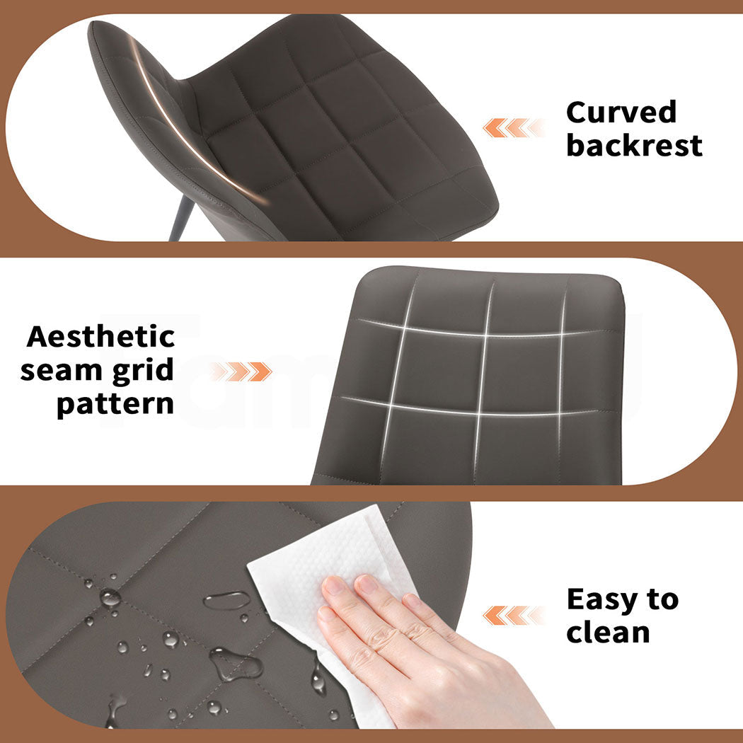 Familand 4x Dining Chairs Faux Leather Padded Seat Kitchen Living Room Chair Grey