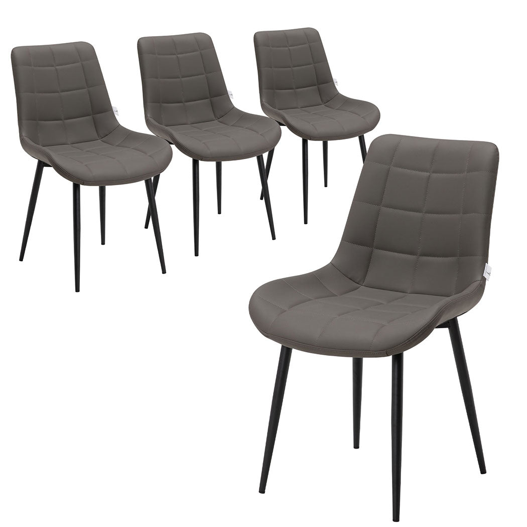 Familand 4x Dining Chairs Faux Leather Padded Seat Kitchen Living Room Chair Grey