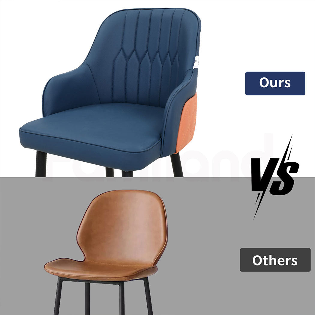 Familand Bar Stools x2 Leather Barstools Dining Kitchen Stool Chairs Metal