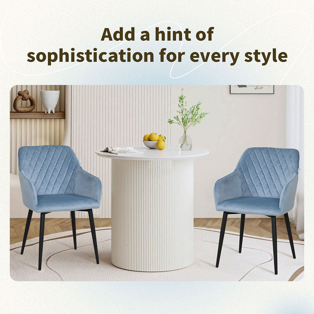 Familand 2x Armchair Dining Chairs Velvet Padded Seat Living Room Chair Metal