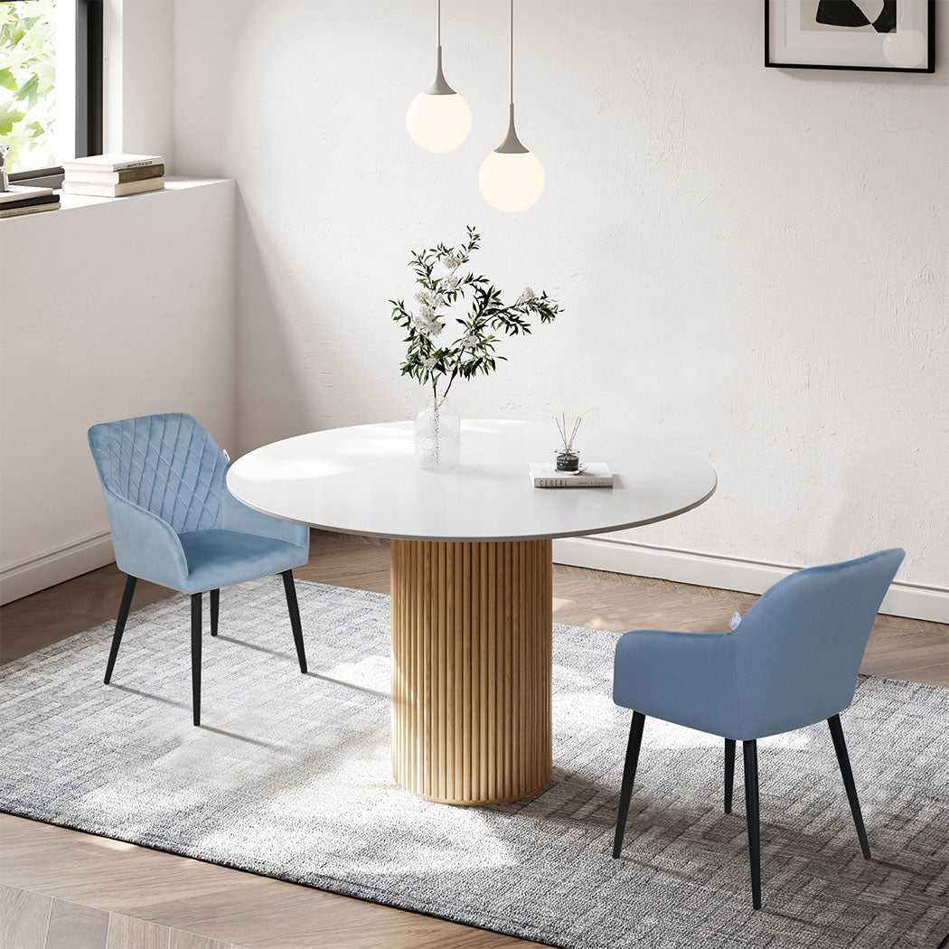 Familand 2x Armchair Dining Chairs Velvet Padded Seat Living Room Chair Metal