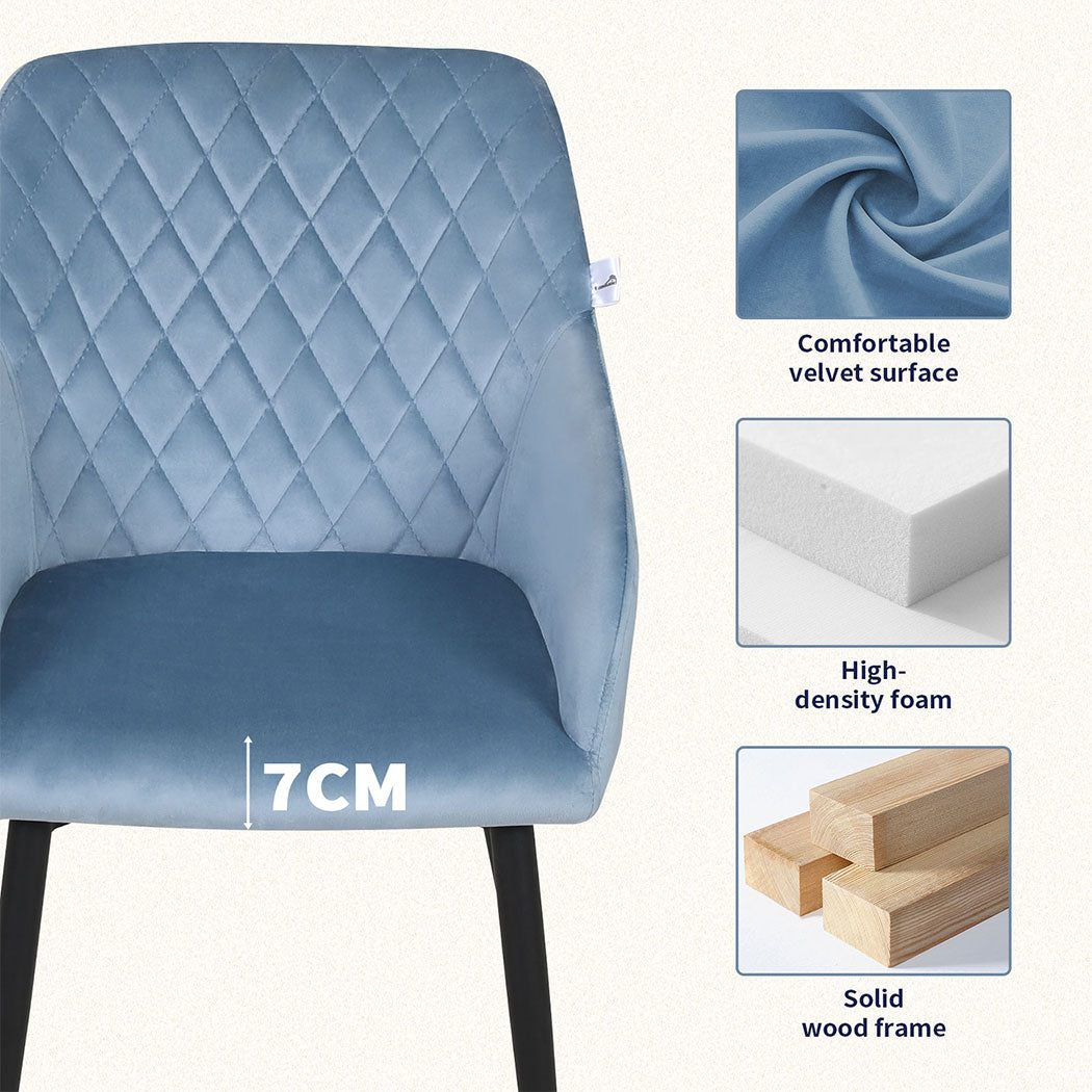 Familand 2x Armchair Dining Chairs Velvet Padded Seat Living Room Chair Metal