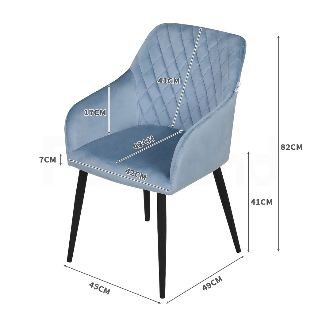 Familand 2x Armchair Dining Chairs Velvet Padded Seat Living Room Chair Metal