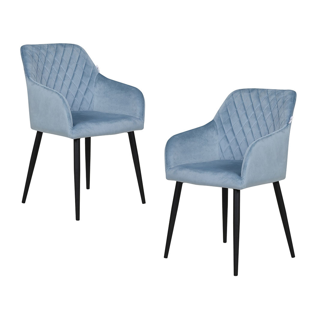 Familand 2x Armchair Dining Chairs Velvet Padded Seat Living Room Chair Metal