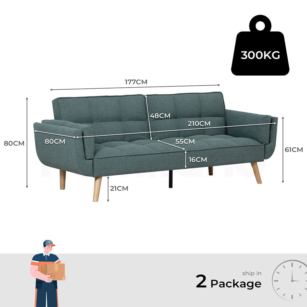 Finn 3 Seater Linen Sofa Bed