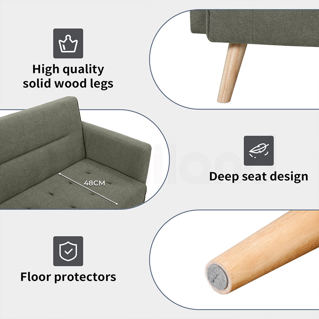 Grove 3 Seater Linen Sofa Bed