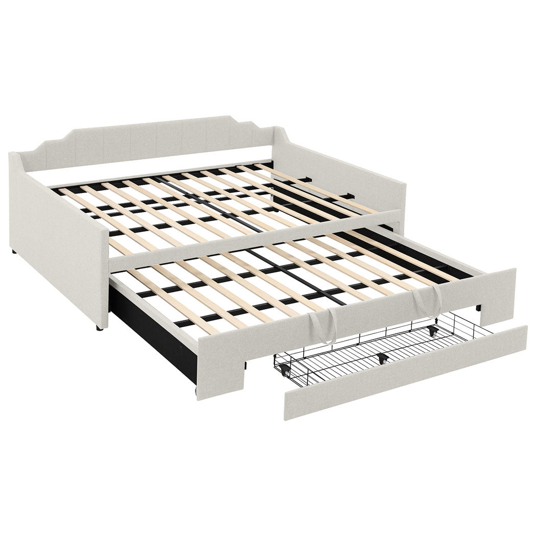 Familand Queen Daybed Trundle Bed Storage Drawer Upholstered Day Bed