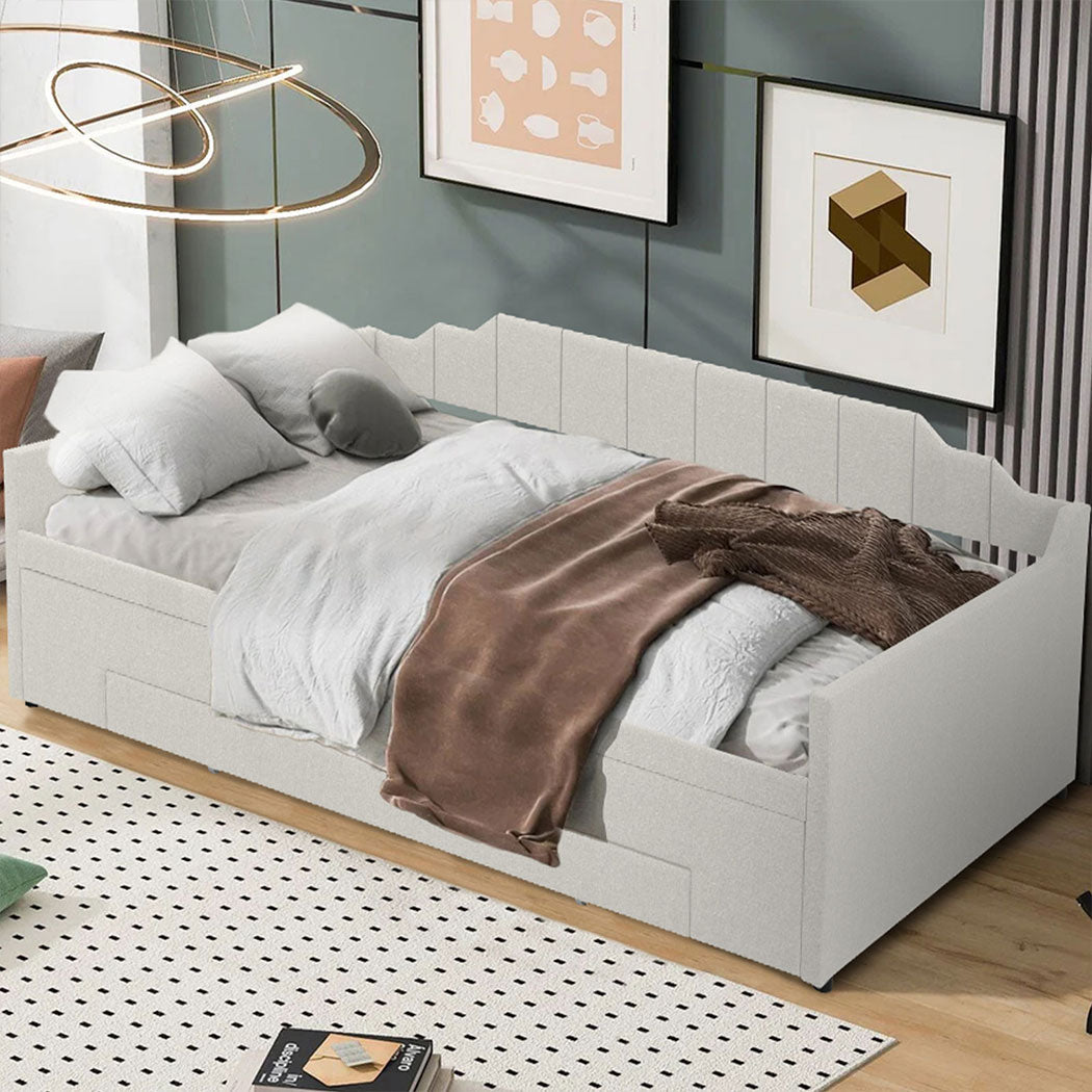 Familand Queen Daybed Trundle Bed Storage Drawer Upholstered Day Bed