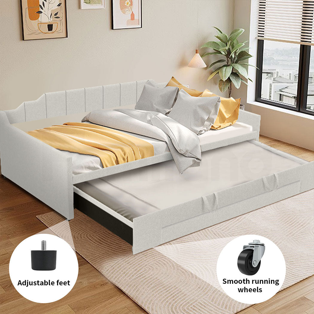 Familand Queen Daybed Trundle Bed Storage Drawer Upholstered Day Bed