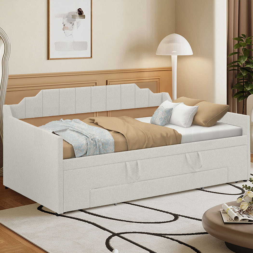 Familand Queen Daybed Trundle Bed Storage Drawer Upholstered Day Bed