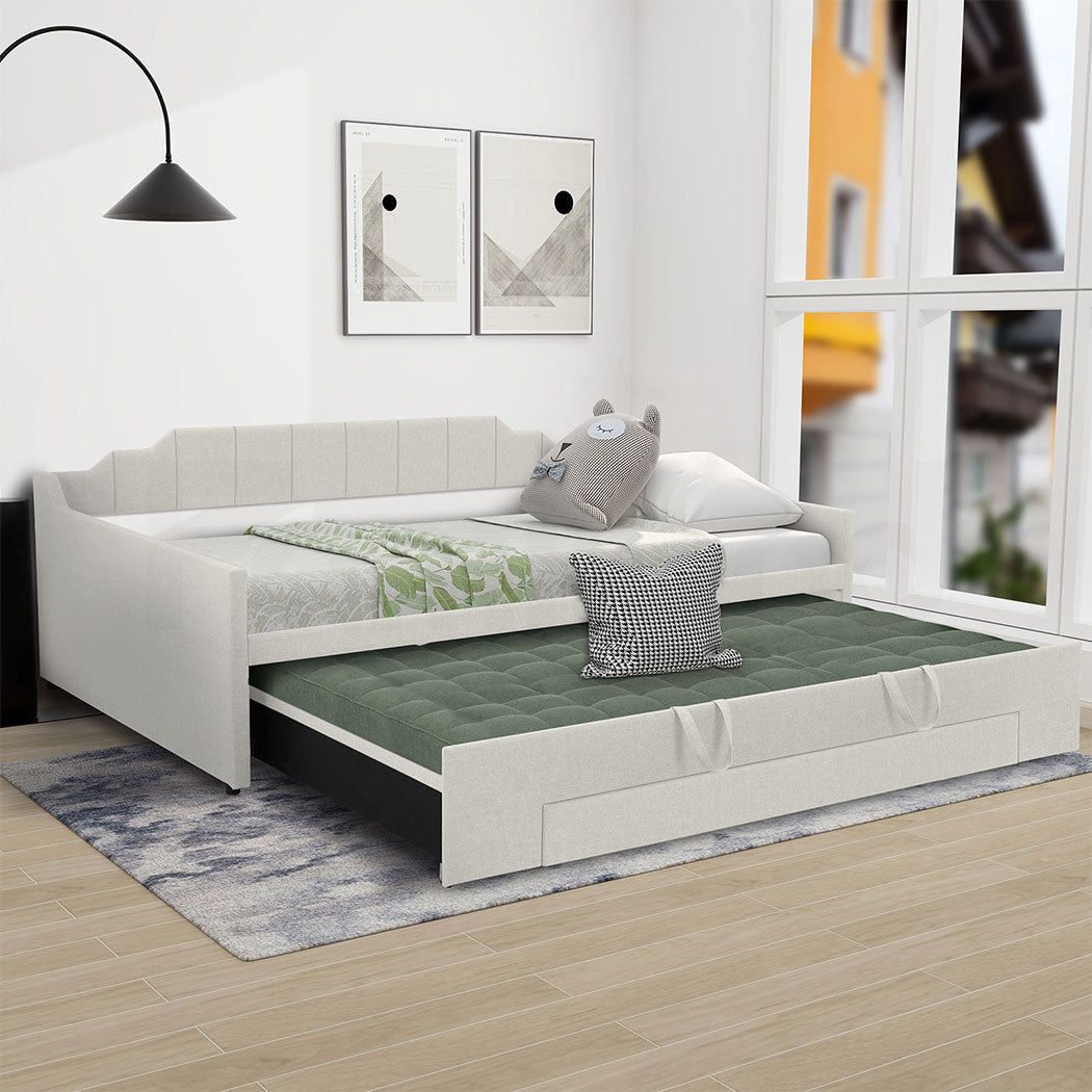 Familand Queen Daybed Trundle Bed Storage Drawer Upholstered Day Bed