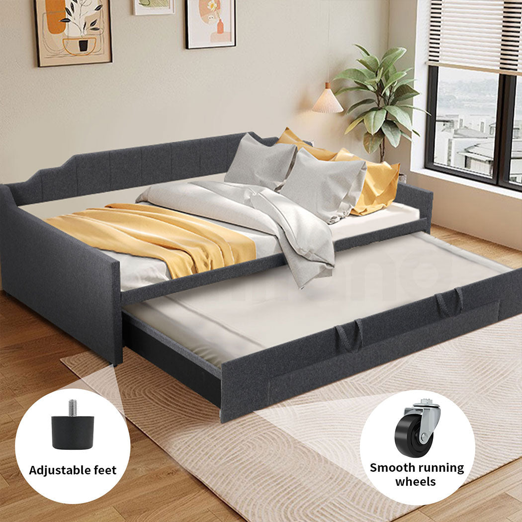 Familand Queen Daybed Trundle Bed Storage Drawer Upholstered Day Bed