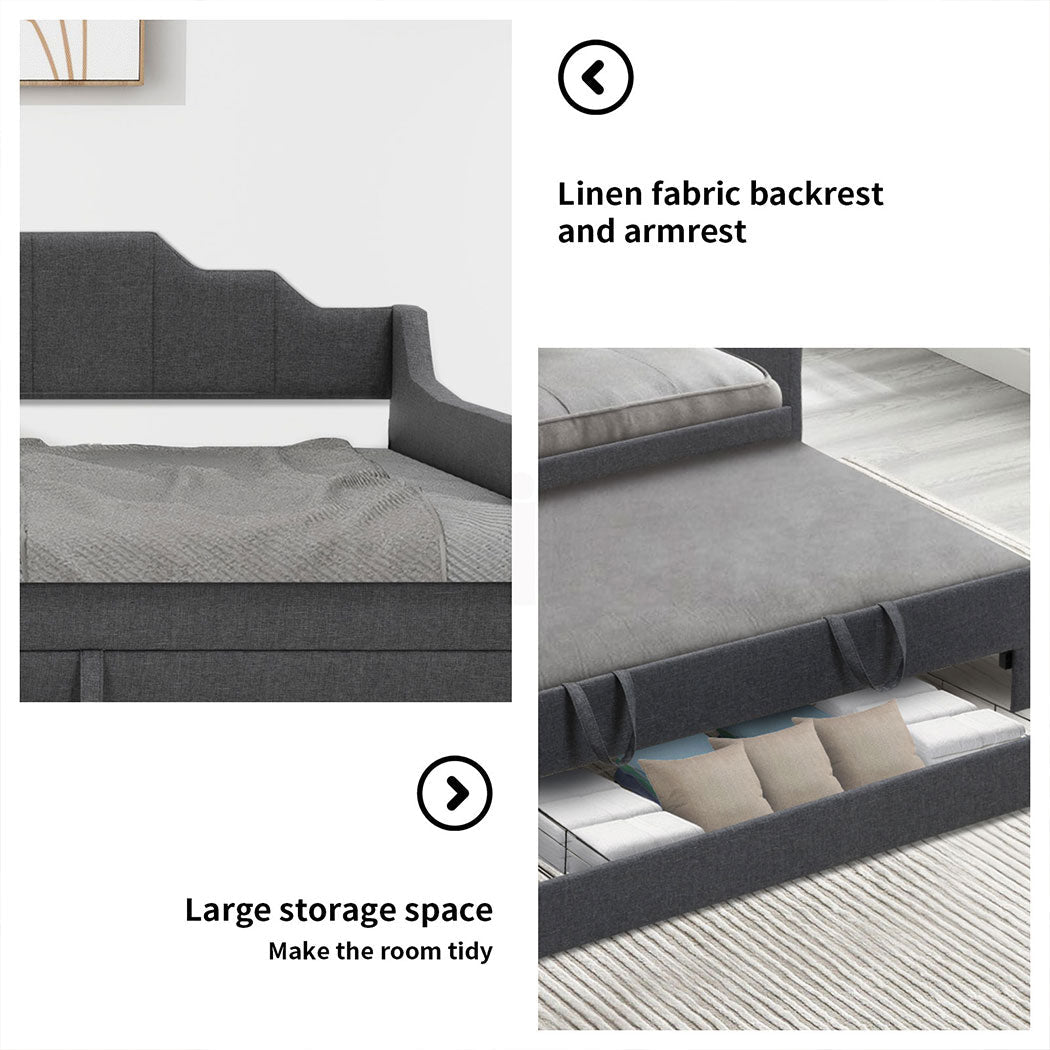 Familand Queen Daybed Trundle Bed Storage Drawer Upholstered Day Bed