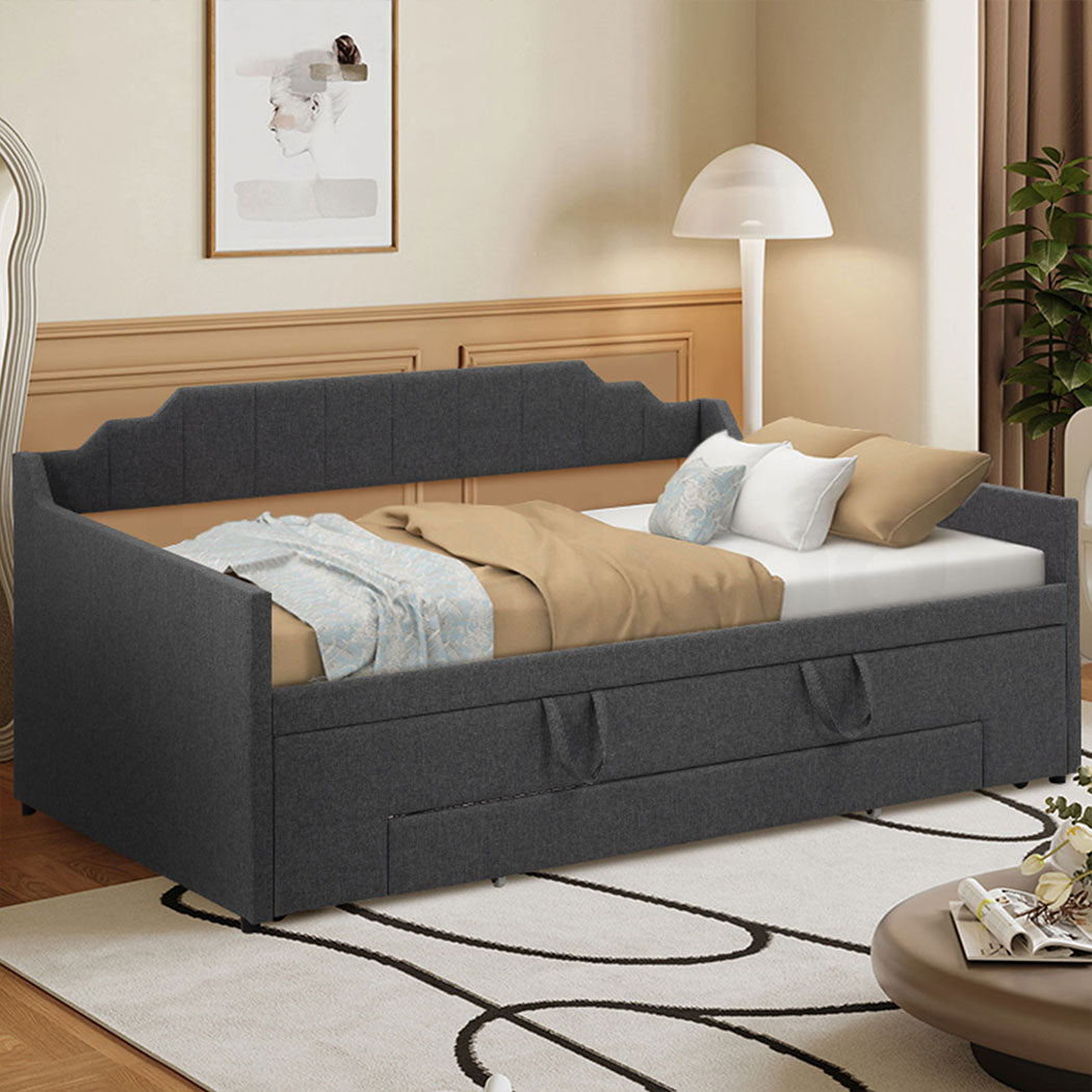Familand Queen Daybed Trundle Bed Storage Drawer Upholstered Day Bed