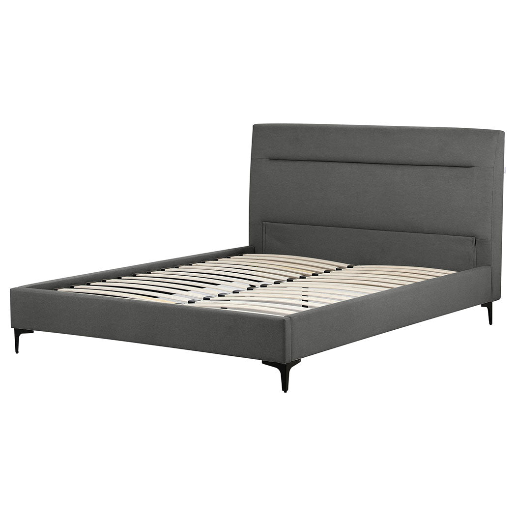 Familand Queen Size Platform Bed Frame Upholstered Headboard in Grey