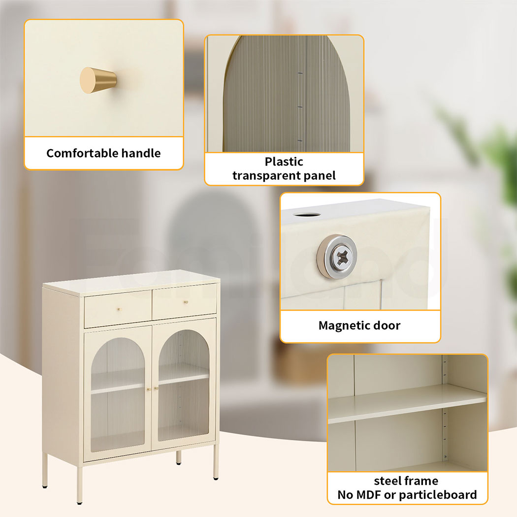 Familand Metal Buffet Sideboard Accent Storage Cabinet with 2x Drawers