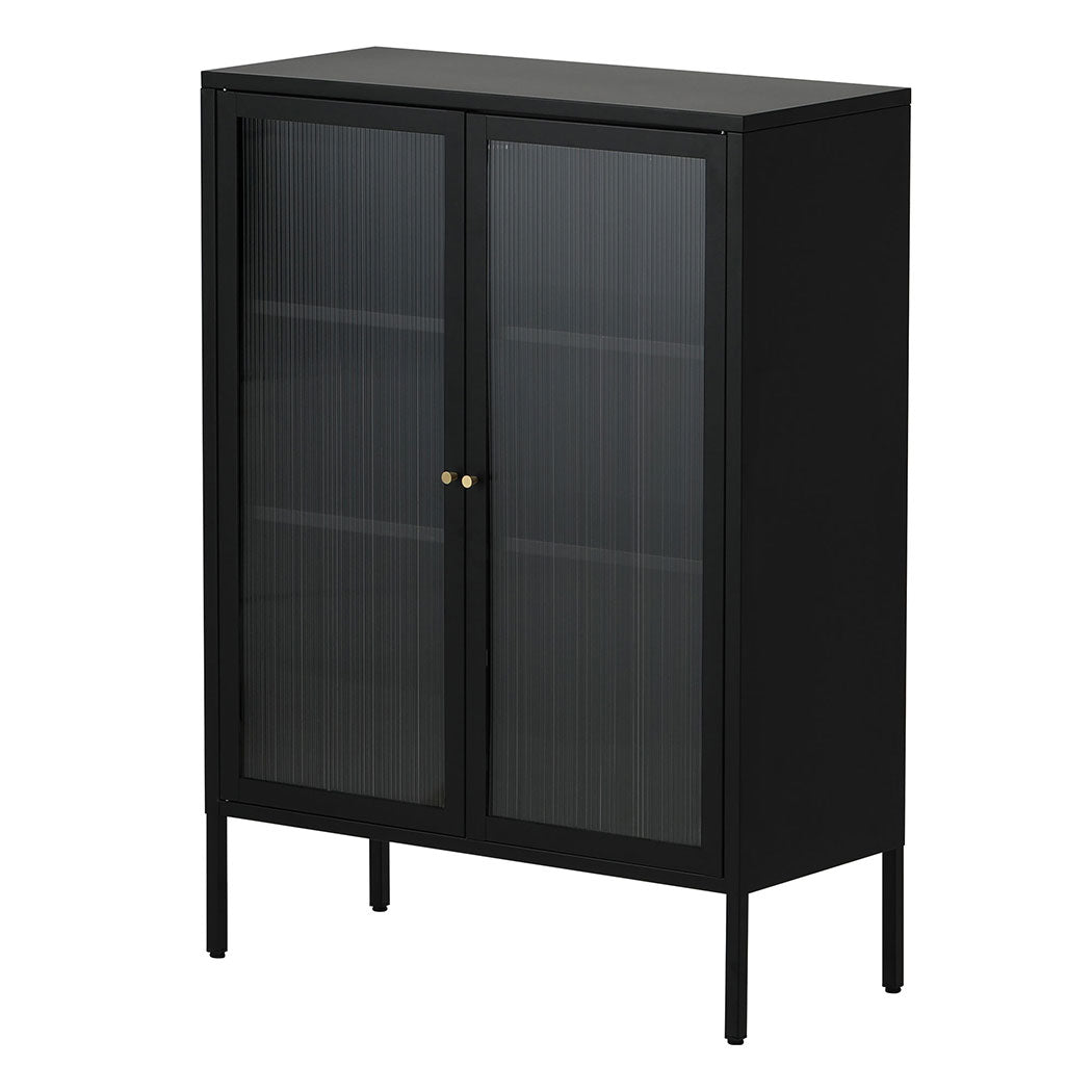 Metal Buffet Sideboard Accent Storage Cabinet in Black