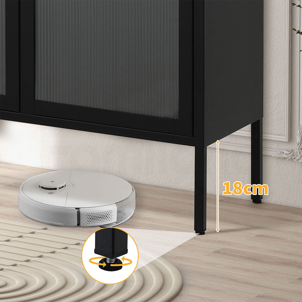 Metal Buffet Sideboard Accent Storage Cabinet in Black