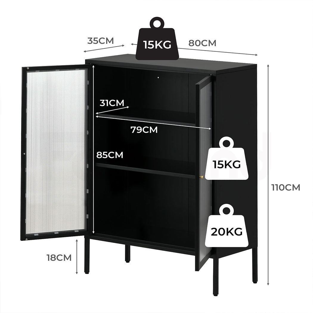 Metal Buffet Sideboard Accent Storage Cabinet in Black
