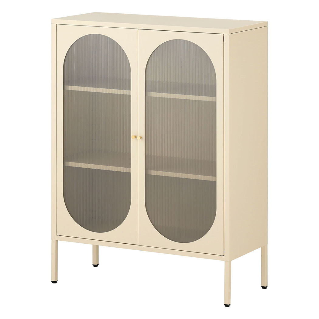 Metal Buffet Sideboard Accent Storage Cabinet in Cream
