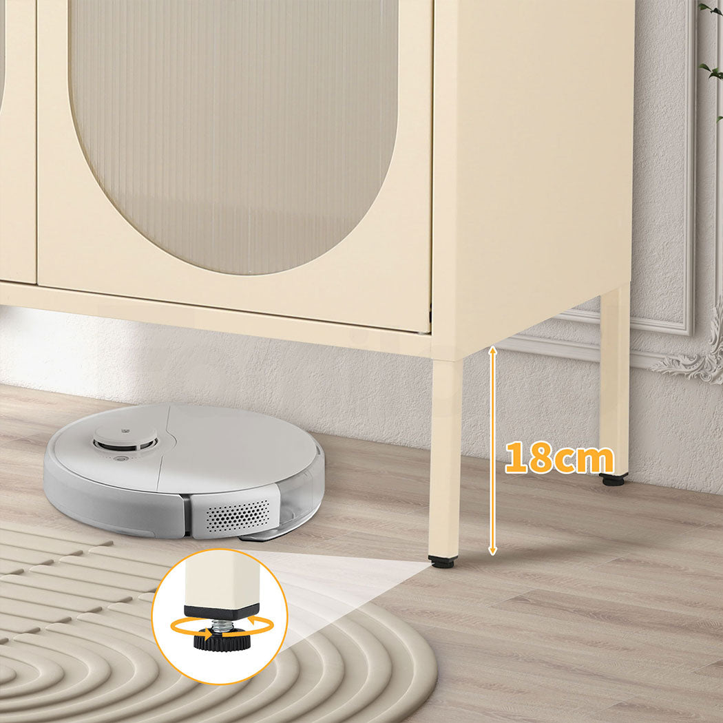 Metal Buffet Sideboard Accent Storage Cabinet in Cream