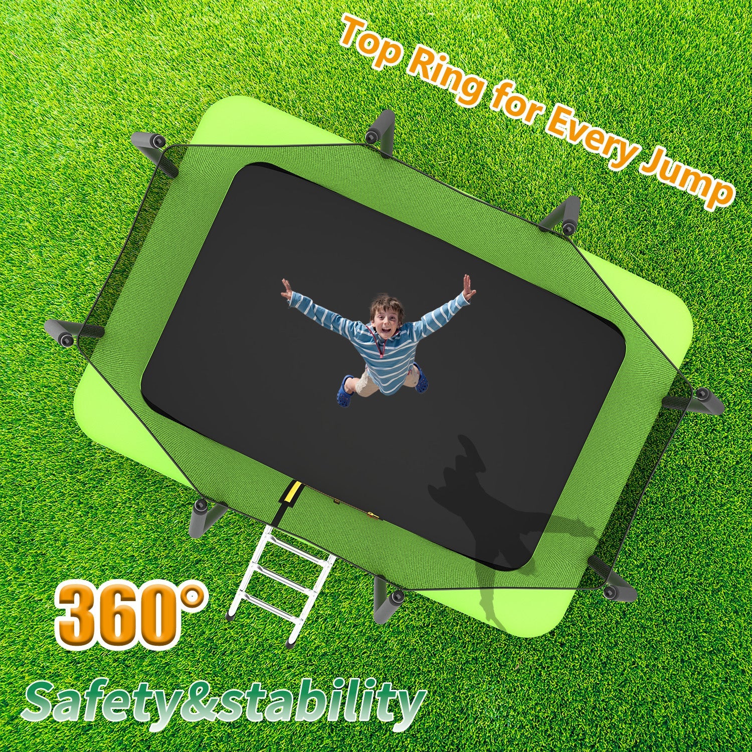 7FT x 10FT Rectangle Outdoor Trampoline, with Safety Enclosure Net