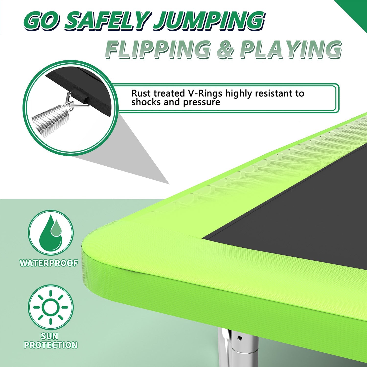 7FT x 10FT Rectangle Outdoor Trampoline, with Safety Enclosure Net