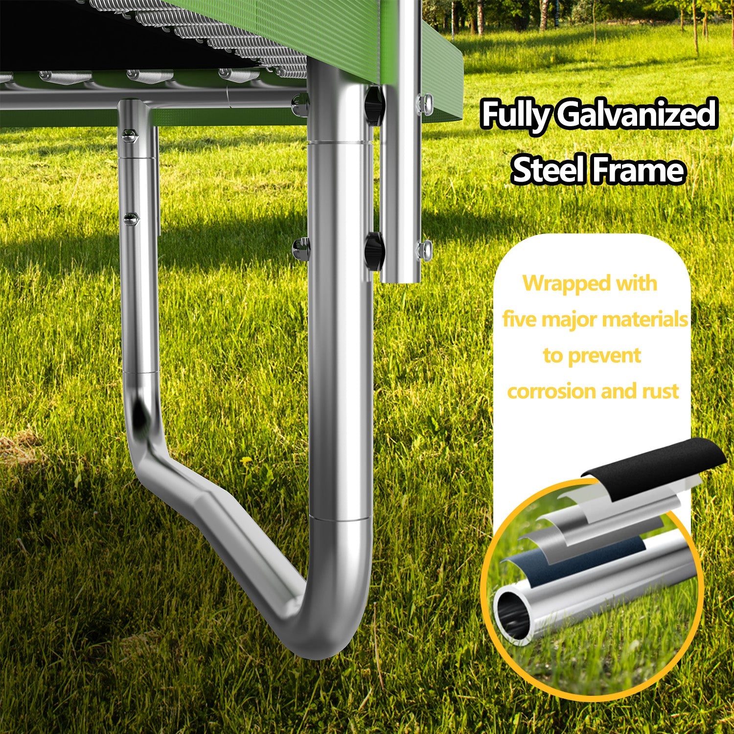 7FT x 10FT Rectangle Outdoor Trampoline, with Safety Enclosure Net