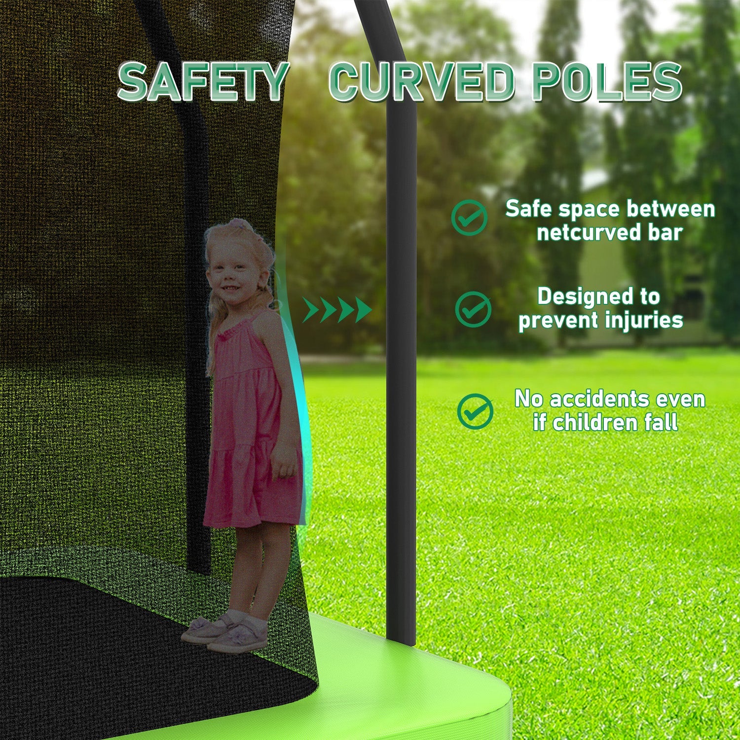 7FT x 10FT Rectangle Outdoor Trampoline, with Safety Enclosure Net