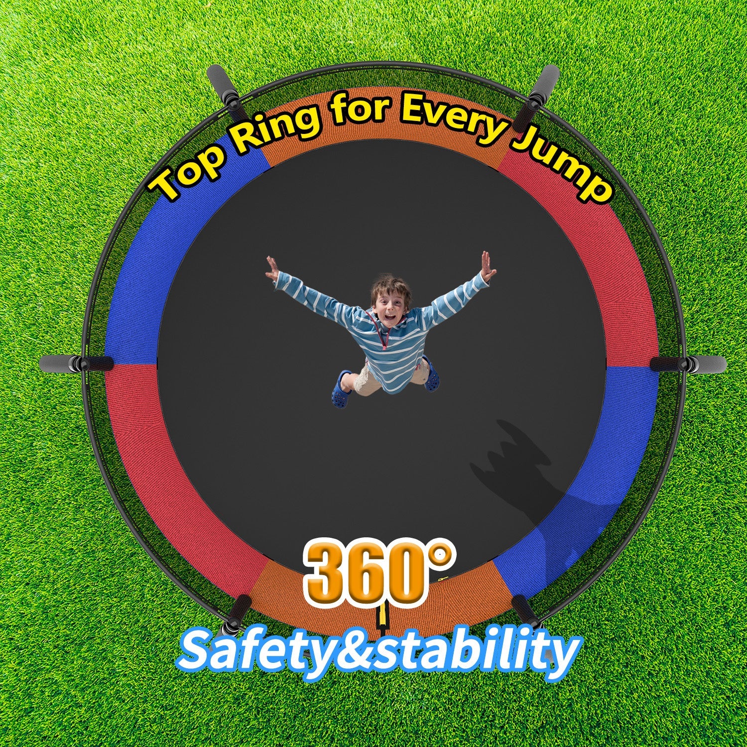 8FT Round Outdoor Trampoline with Net, Basketball Hoop for Trampoline Sunshade Cover