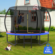 8FT Round Outdoor Trampoline with Net, Basketball Hoop for Trampoline Sunshade Cover