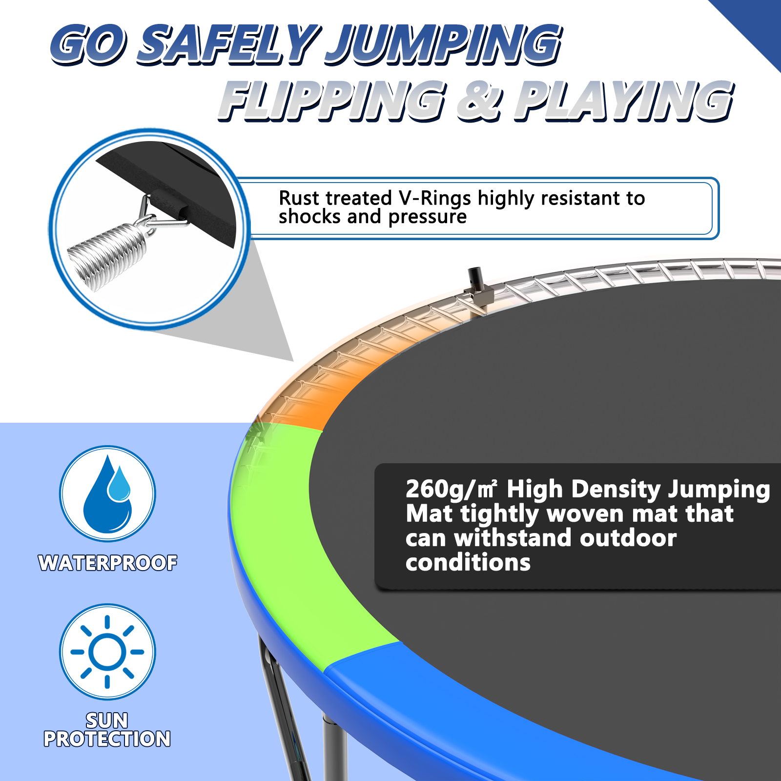 12FT Trampoline Outdoor with Safety Enclosure Net, Recreational Trampoline for Kids and Adults