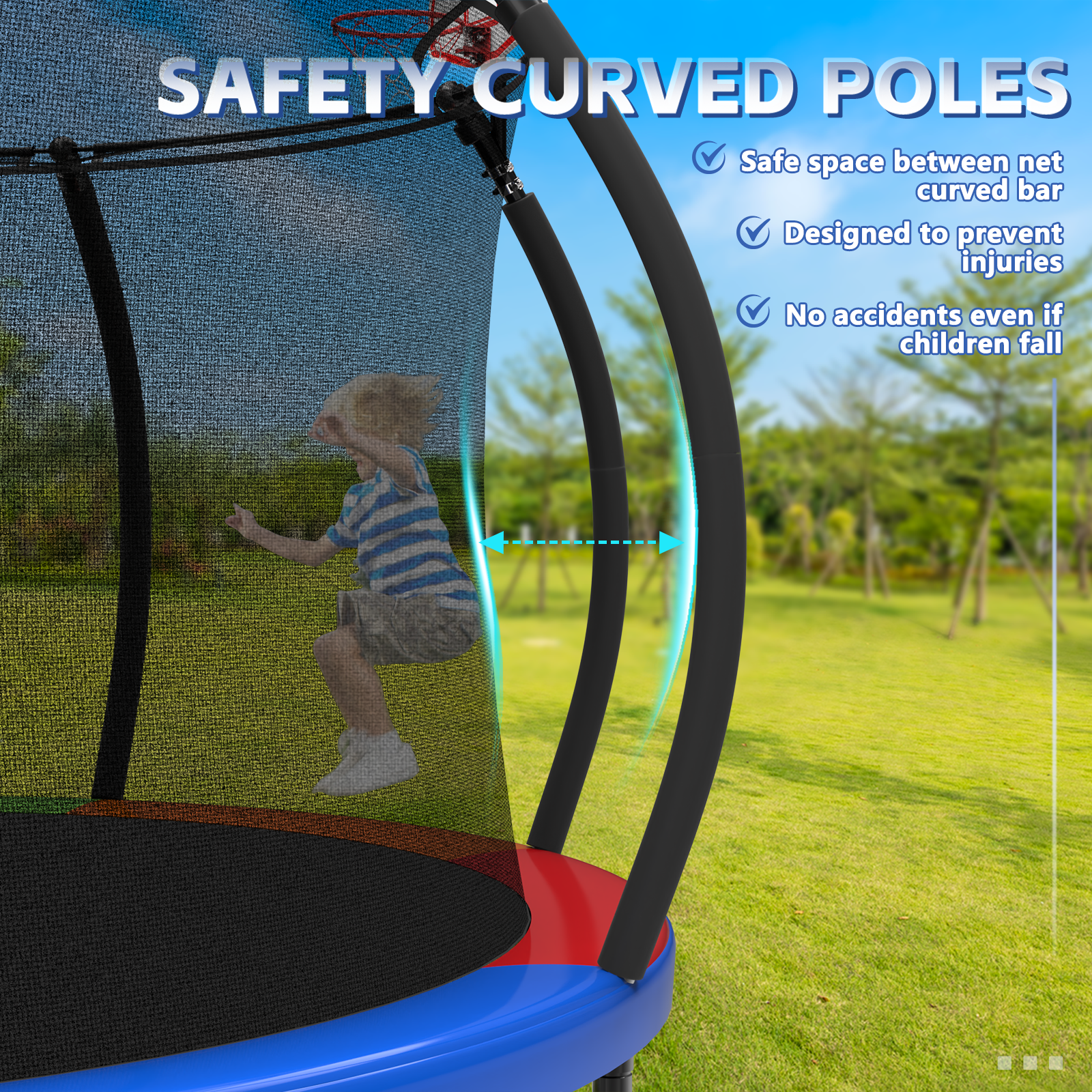 12FT Trampoline Outdoor with Safety Enclosure Net, Recreational Trampoline for Kids and Adults