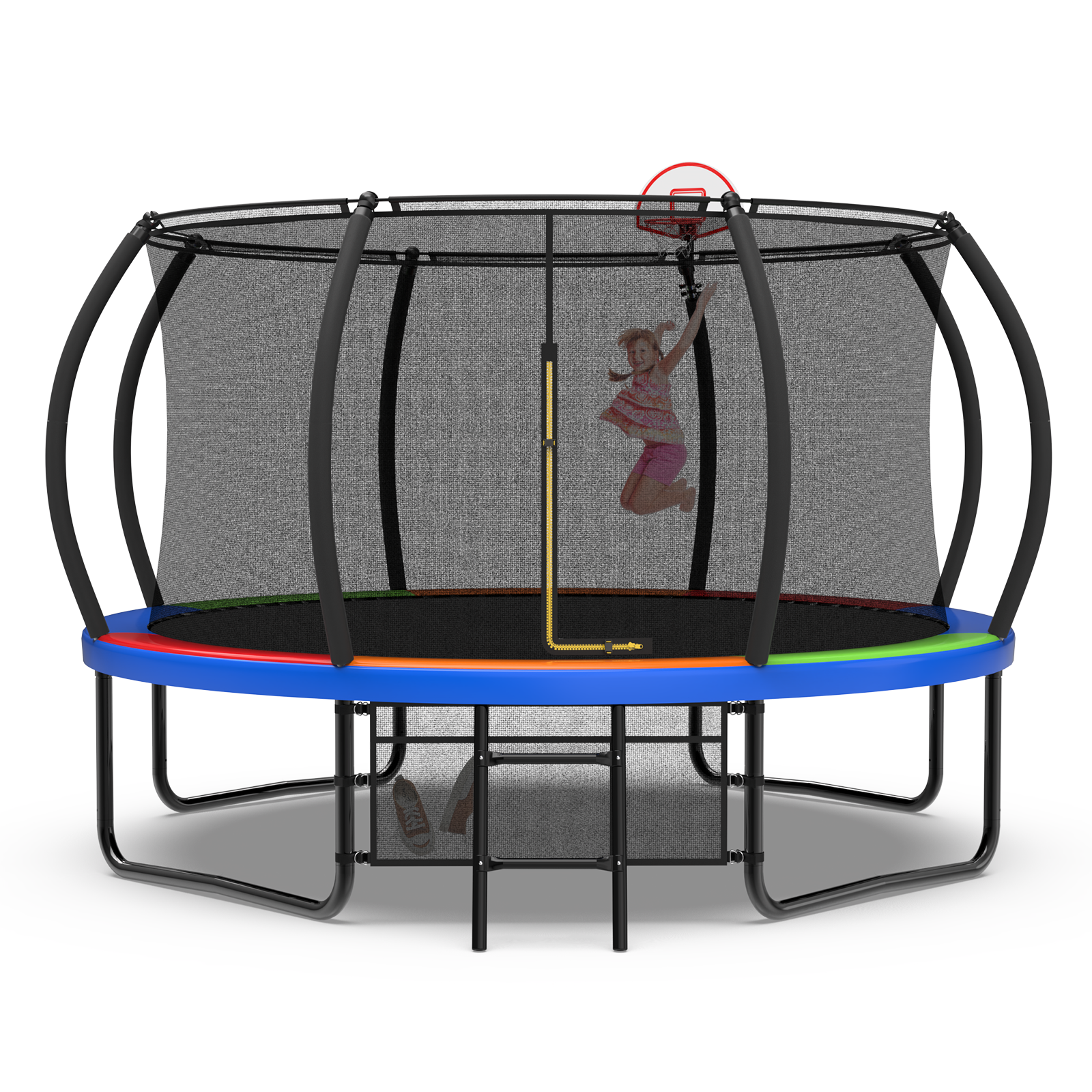 12FT Trampoline Outdoor with Safety Enclosure Net, Recreational Trampoline for Kids and Adults