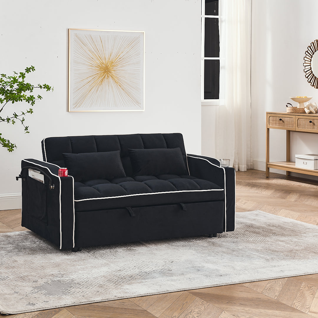 Fashionable modern and multi-functional foldable velvet sofa bed