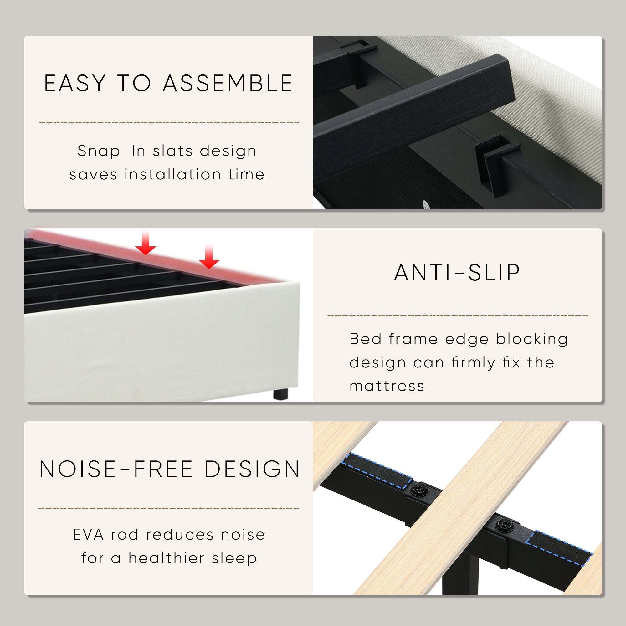 Gas Lift Upholstered Bed Frame with Storage,  LED Lights Headboard