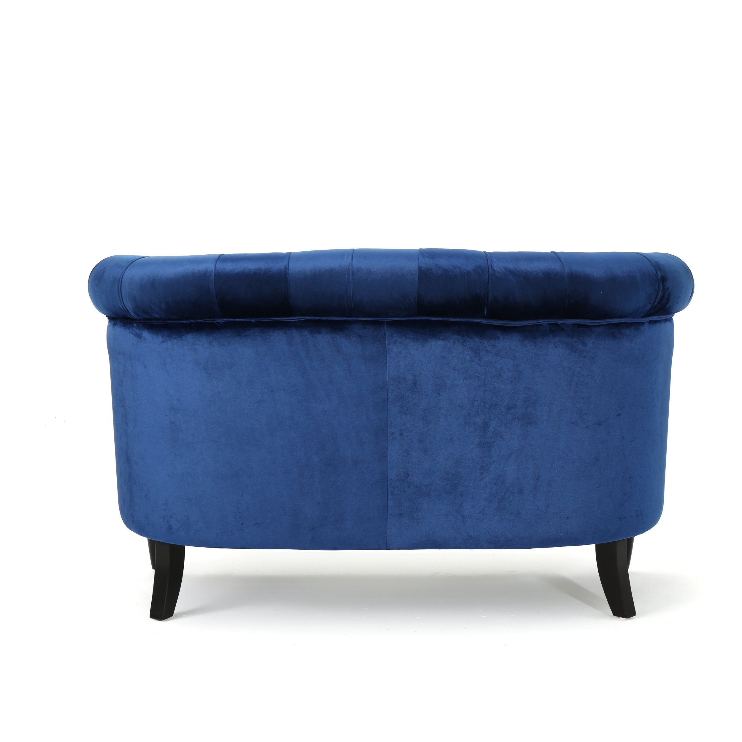 Baroque Style Navy Blue Velvet Loveseat Sofa