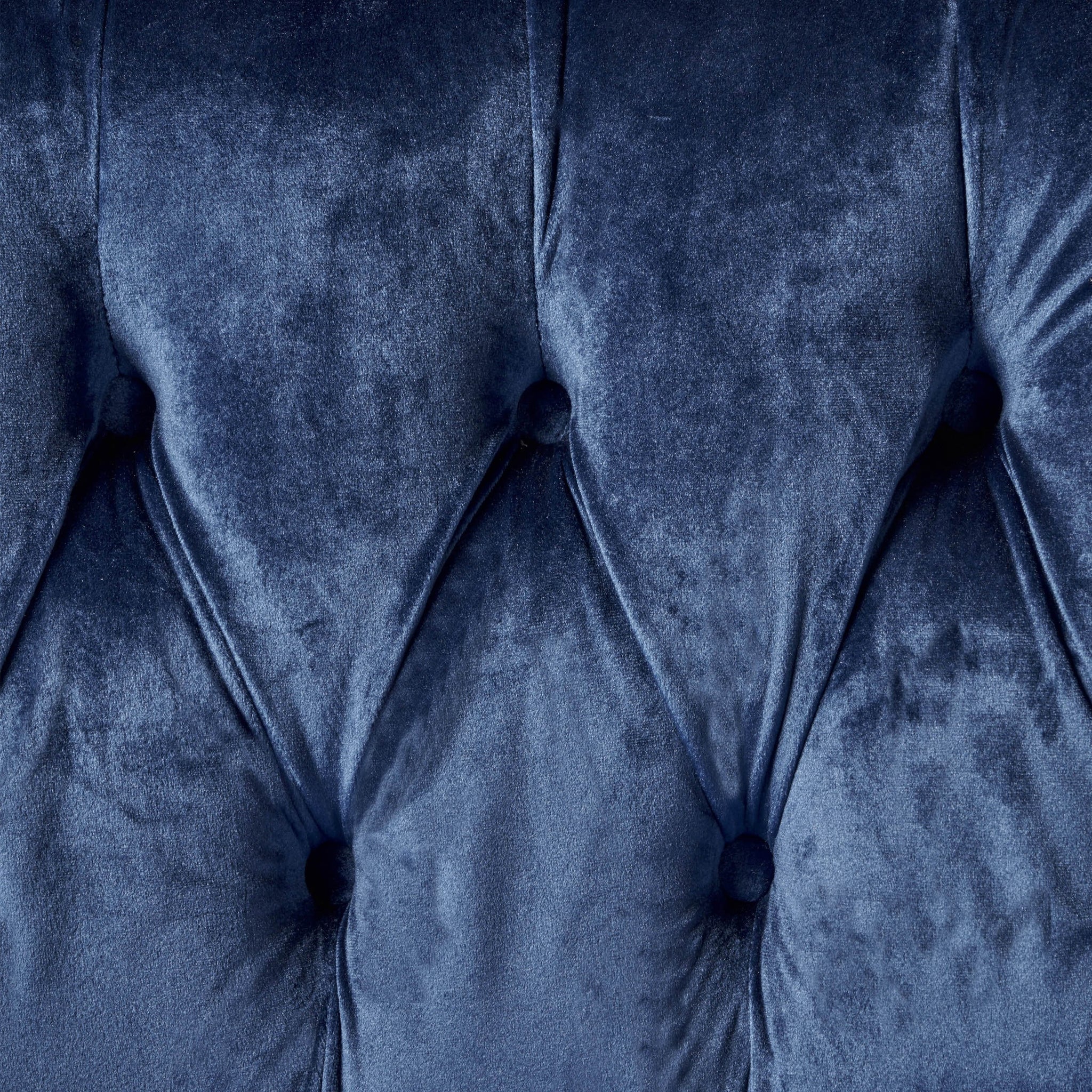 Baroque Style Navy Blue Velvet Loveseat Sofa
