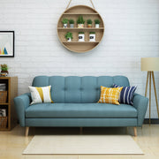 Mid-Century Modern Soft Blue-Green Fabric Loveseat Sofa