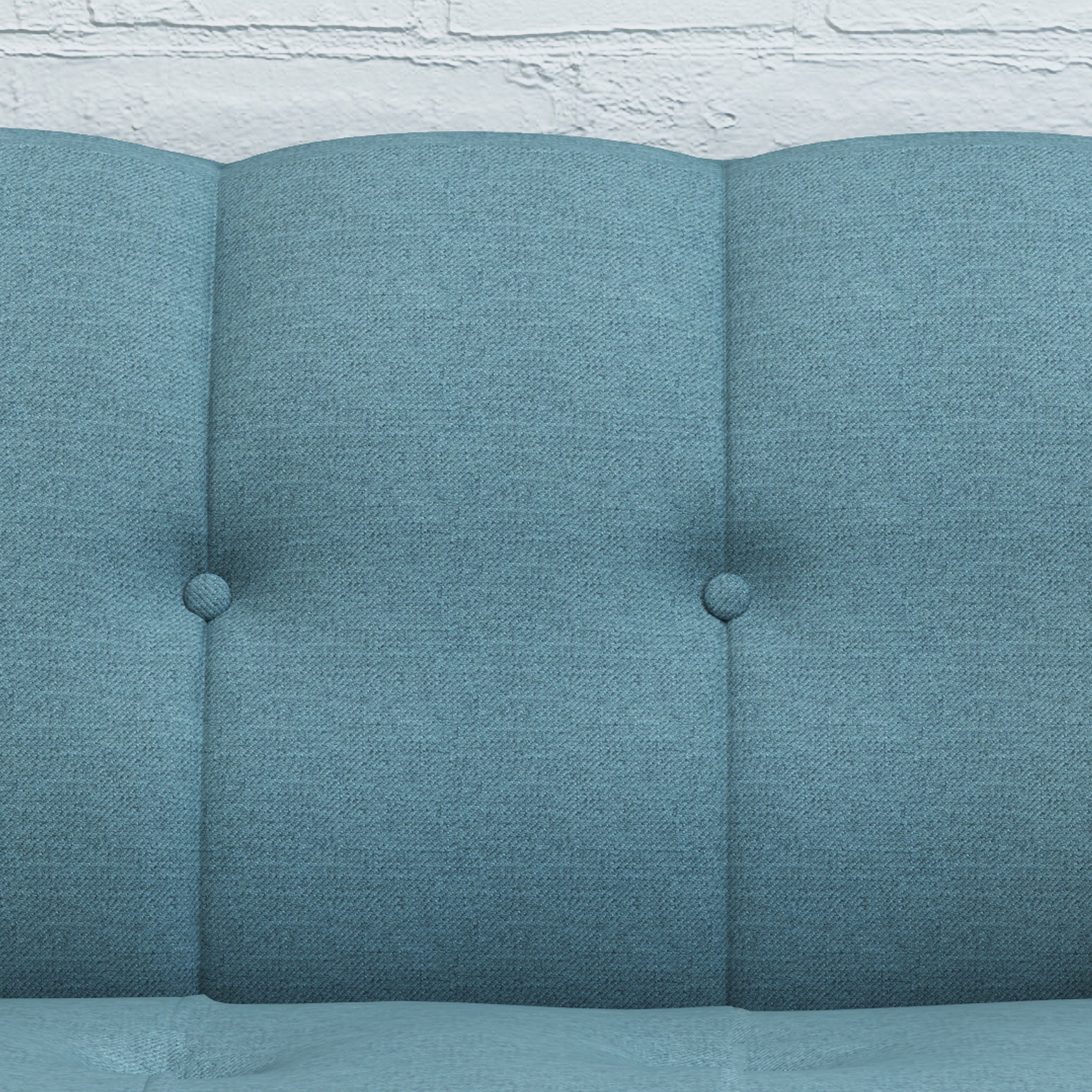 Mid-Century Modern Soft Blue-Green Fabric Loveseat Sofa