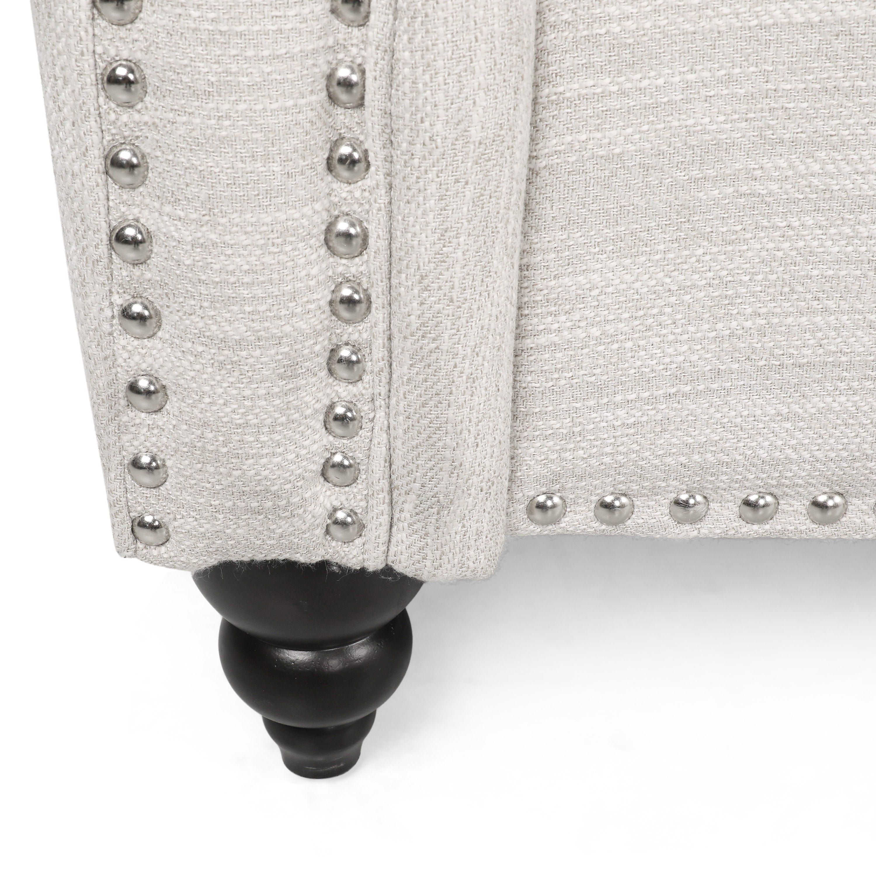 Contemporary Beige Upholstered Fabric 3-Seater Sofa with hug pillows