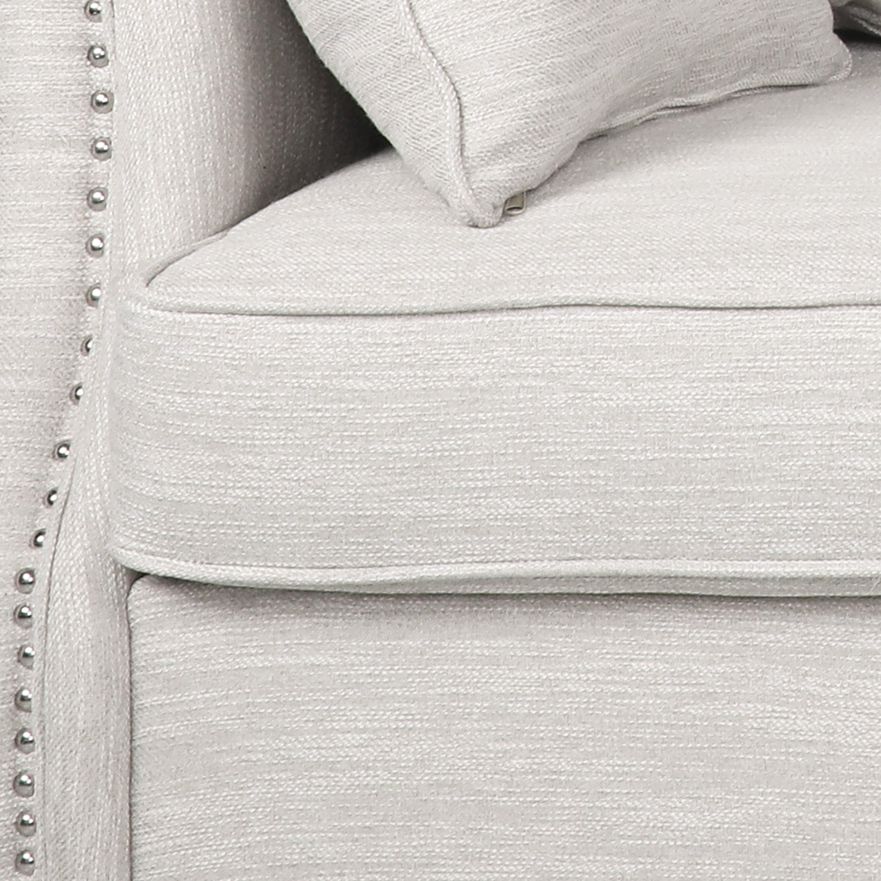 Contemporary Beige Upholstered Fabric 3-Seater Sofa with hug pillows