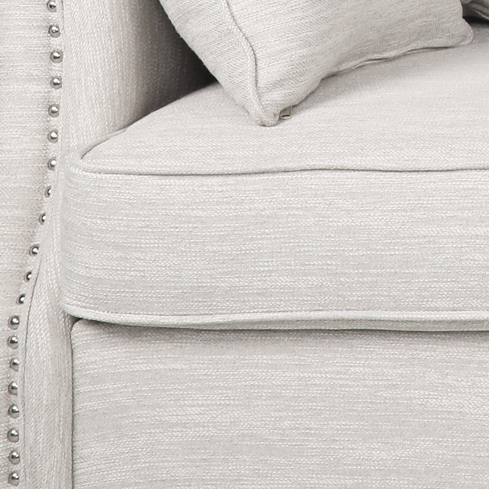 Contemporary Beige Upholstered Fabric 3-Seater Sofa with hug pillows