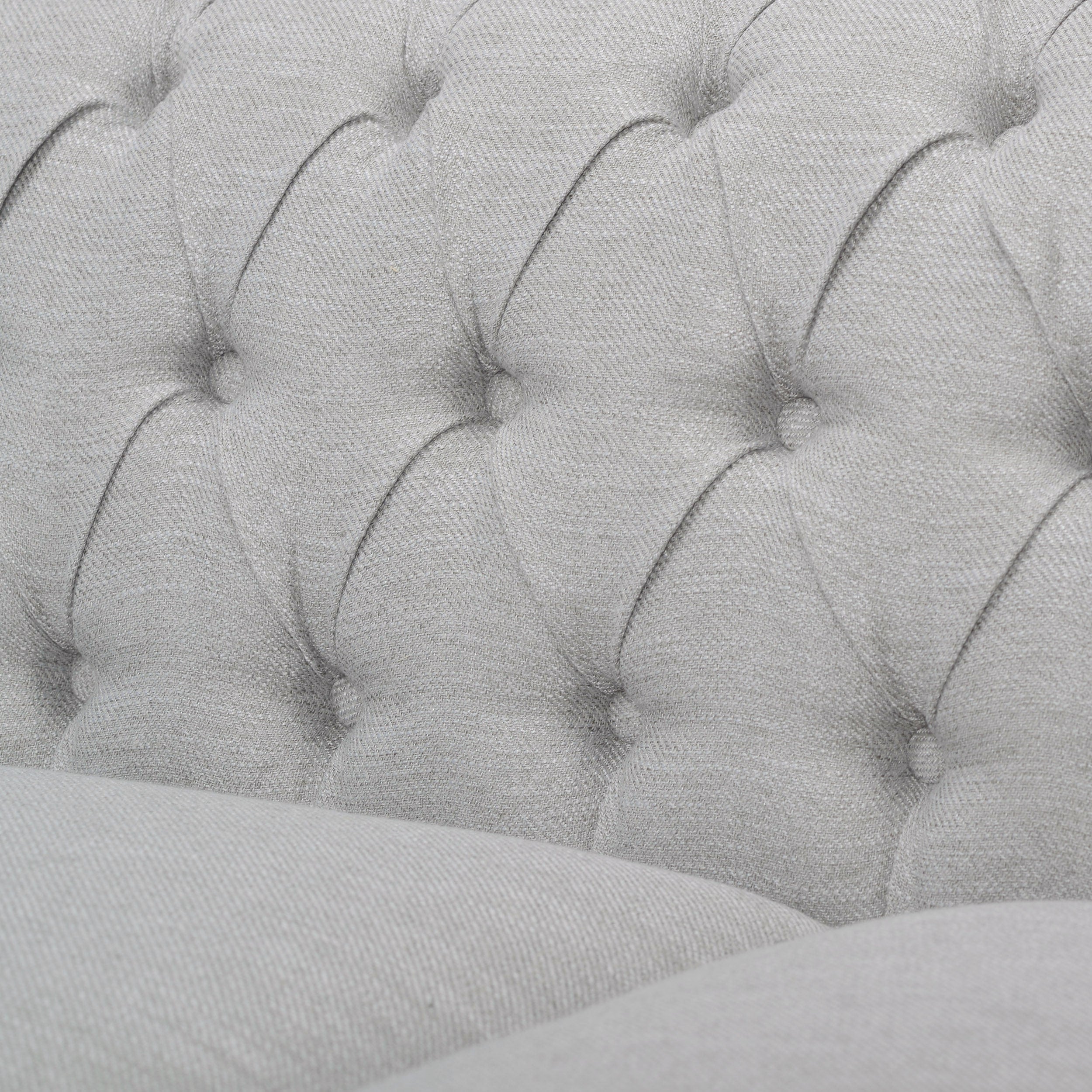 Modern Style Cloud Gray Button Tufted Upholstered Fabric Sofa