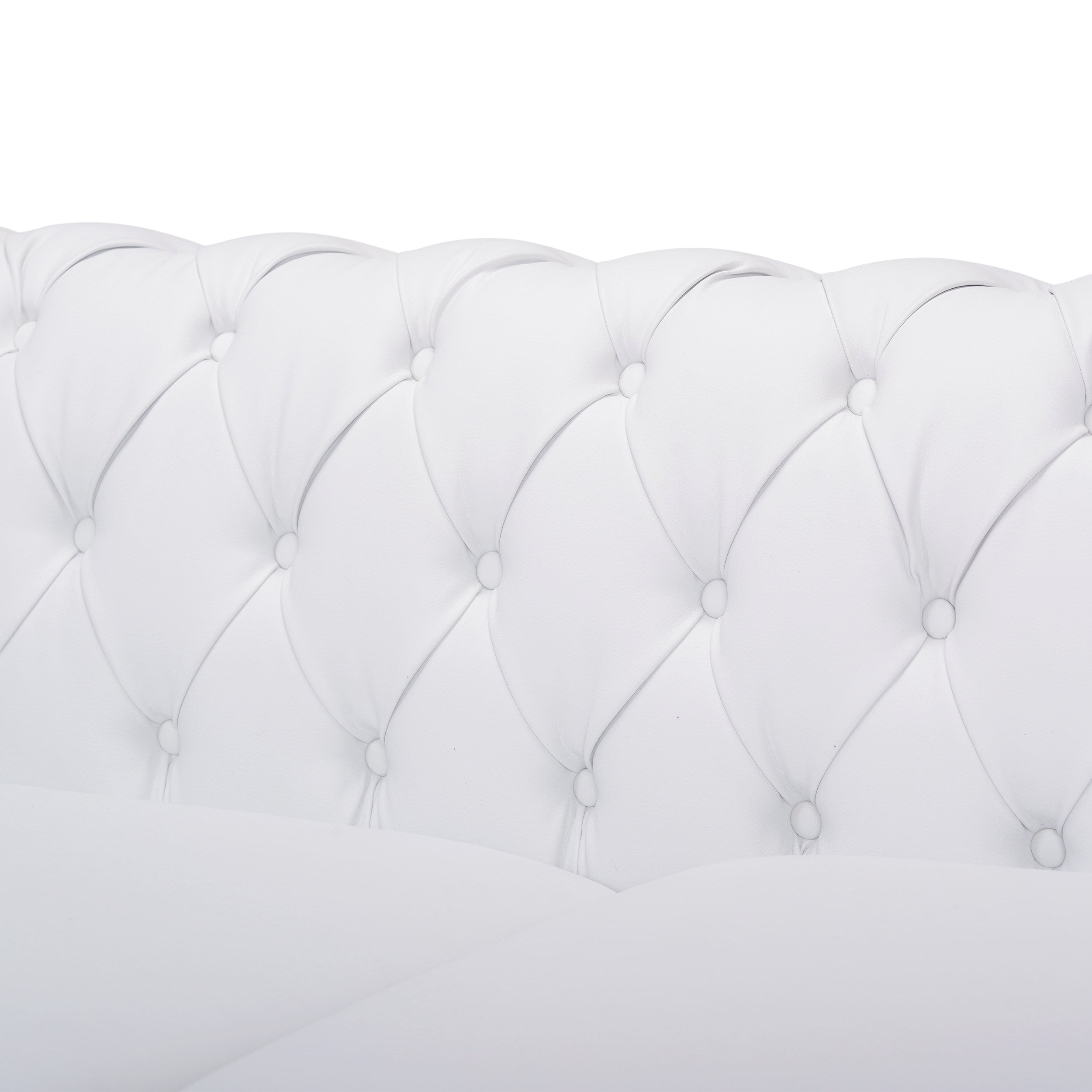 Chesterfield White PU Leather/Emerald Green Tufted 3-Seater Sofa