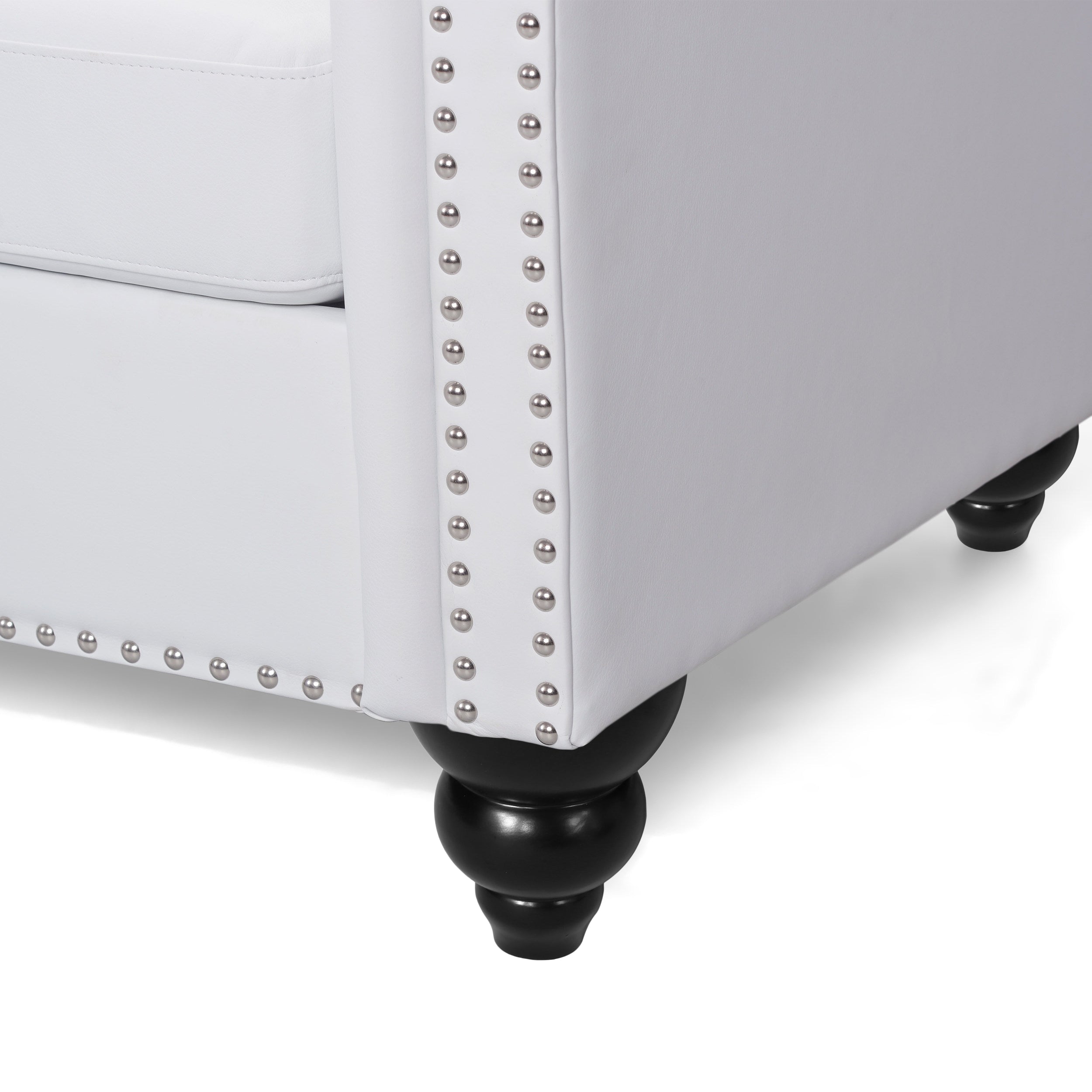 Chesterfield White PU Leather/Emerald Green Tufted 3-Seater Sofa