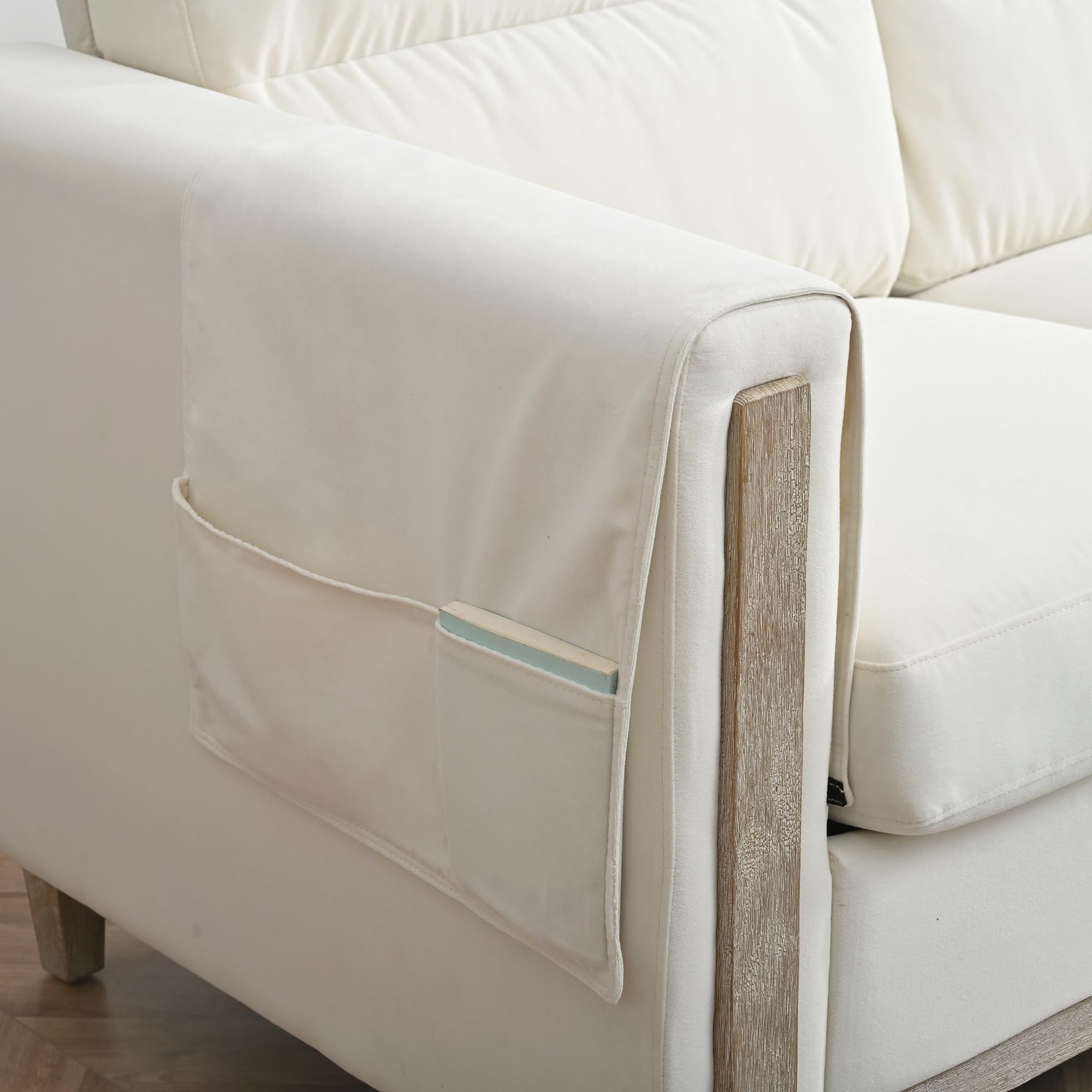 Modern Beige/Grey Comfortable 3-Seater Fabric Upholstered Sofa